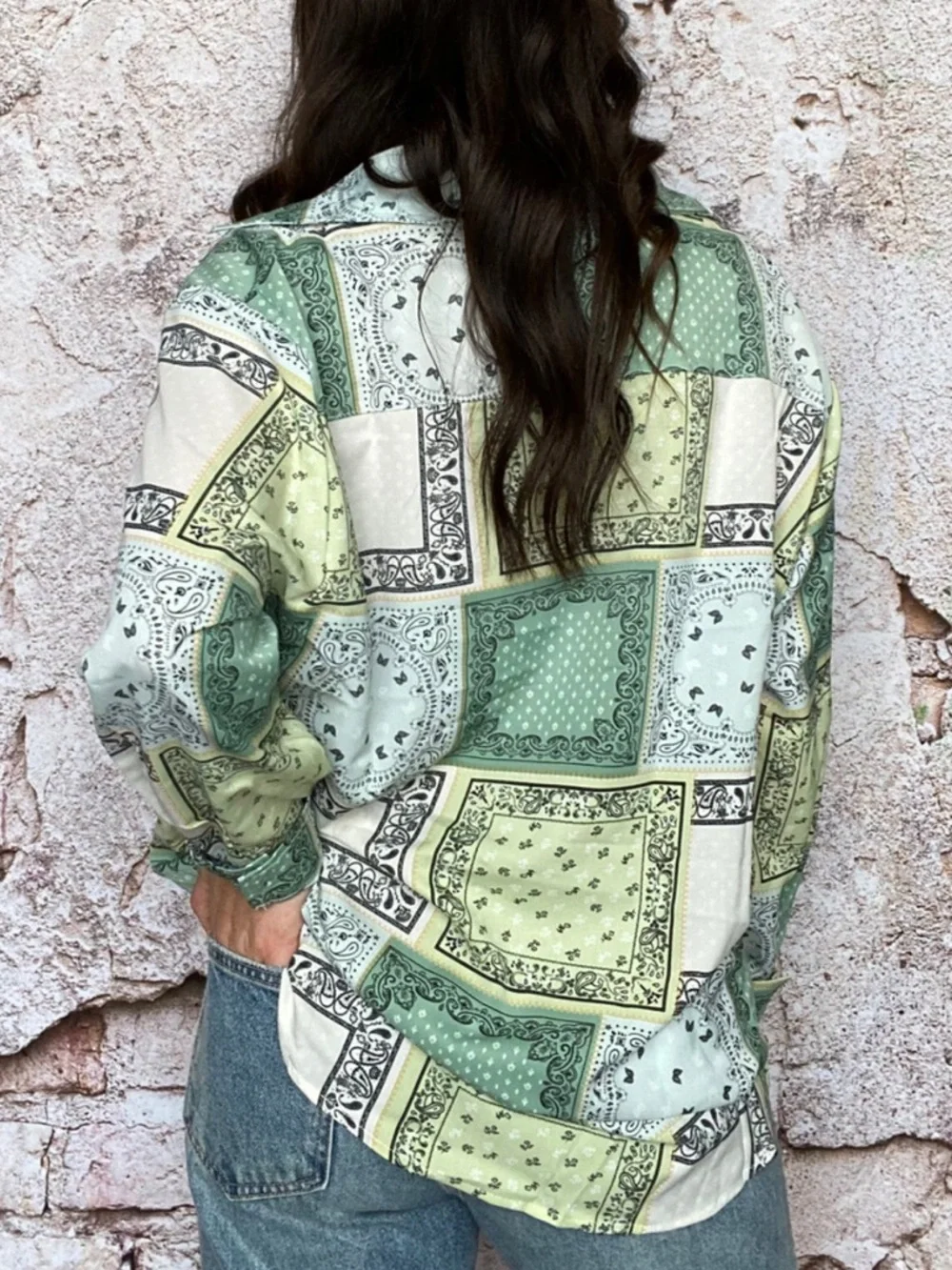 Green Paisley Button Down - Picture 3 of 6